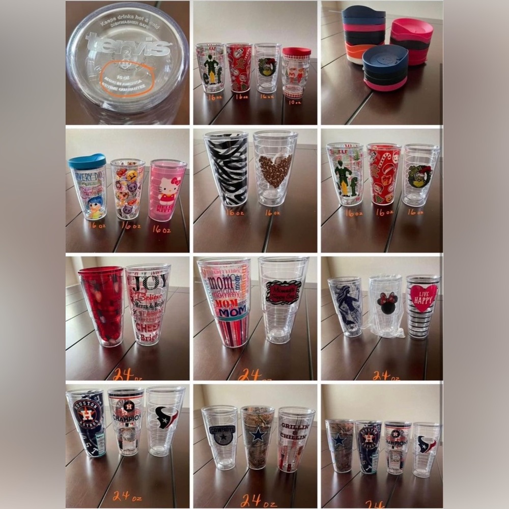 Tervis Cups various sizes w/lids